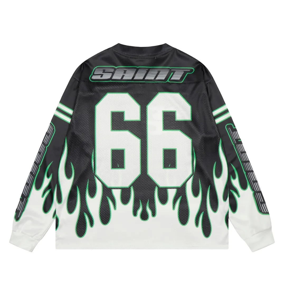 SAINT MICHAEL mesh splicing long-sleeved vintage bottoming shirt Style number: S3602 Size: M L XL Wholesale price: 136 Color: Picture color